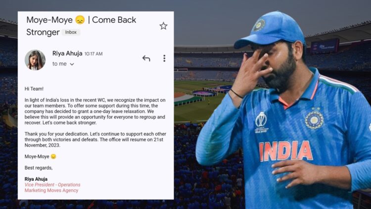 No Monday Blues for Marketing Moves employees after India lost in the World Cup, receive 1 day off for mental well-being!