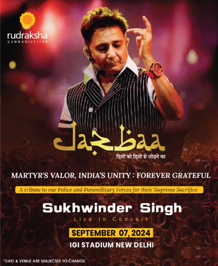 Rockstar Sukhwinder’s Live Concert Jazbaa “दिलो को दिलो से जोड़ने का”on September 7th, 2024 at  KD Jadhav Hall, Indira Gandhi Stadium in Delhi