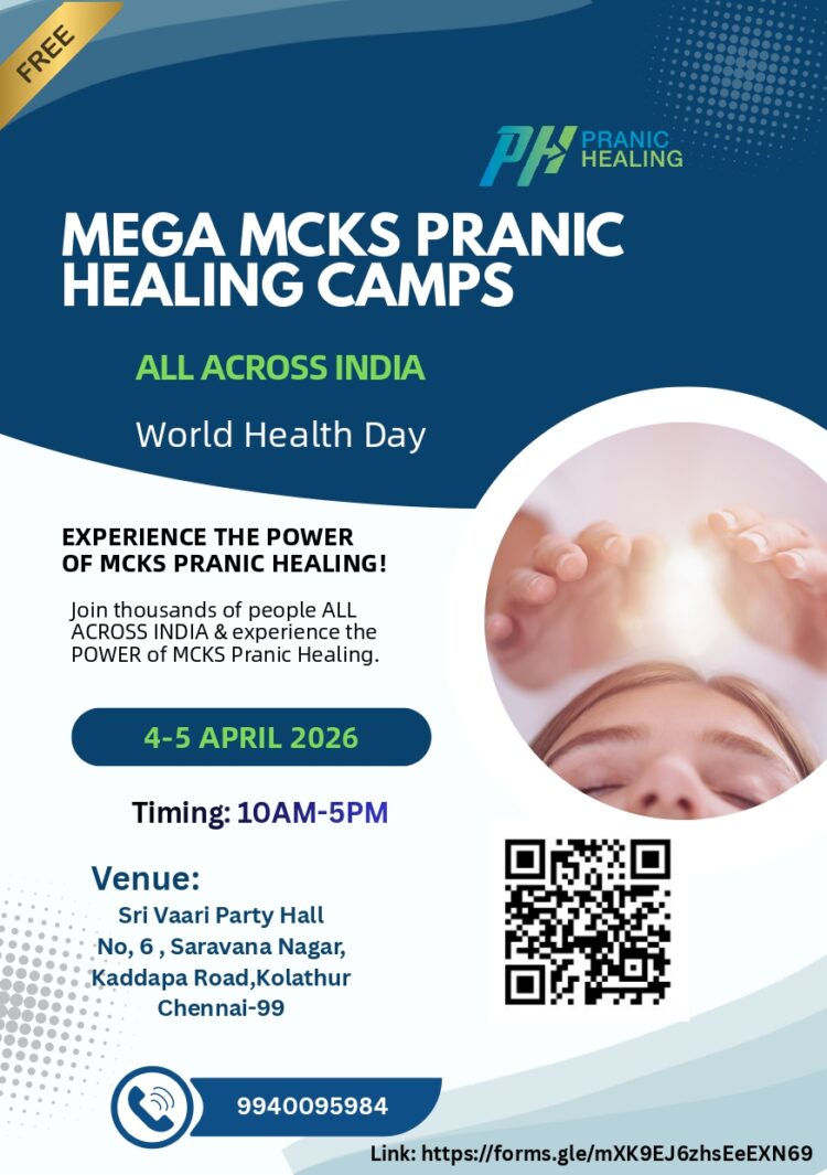 Mega MCKS Pranic Healing Camps to be Organized Across India on World Health Day
