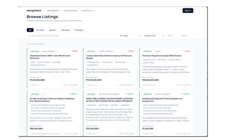 MergeDeck- An Indian Marketplace Where Business Deals Actually Get Done